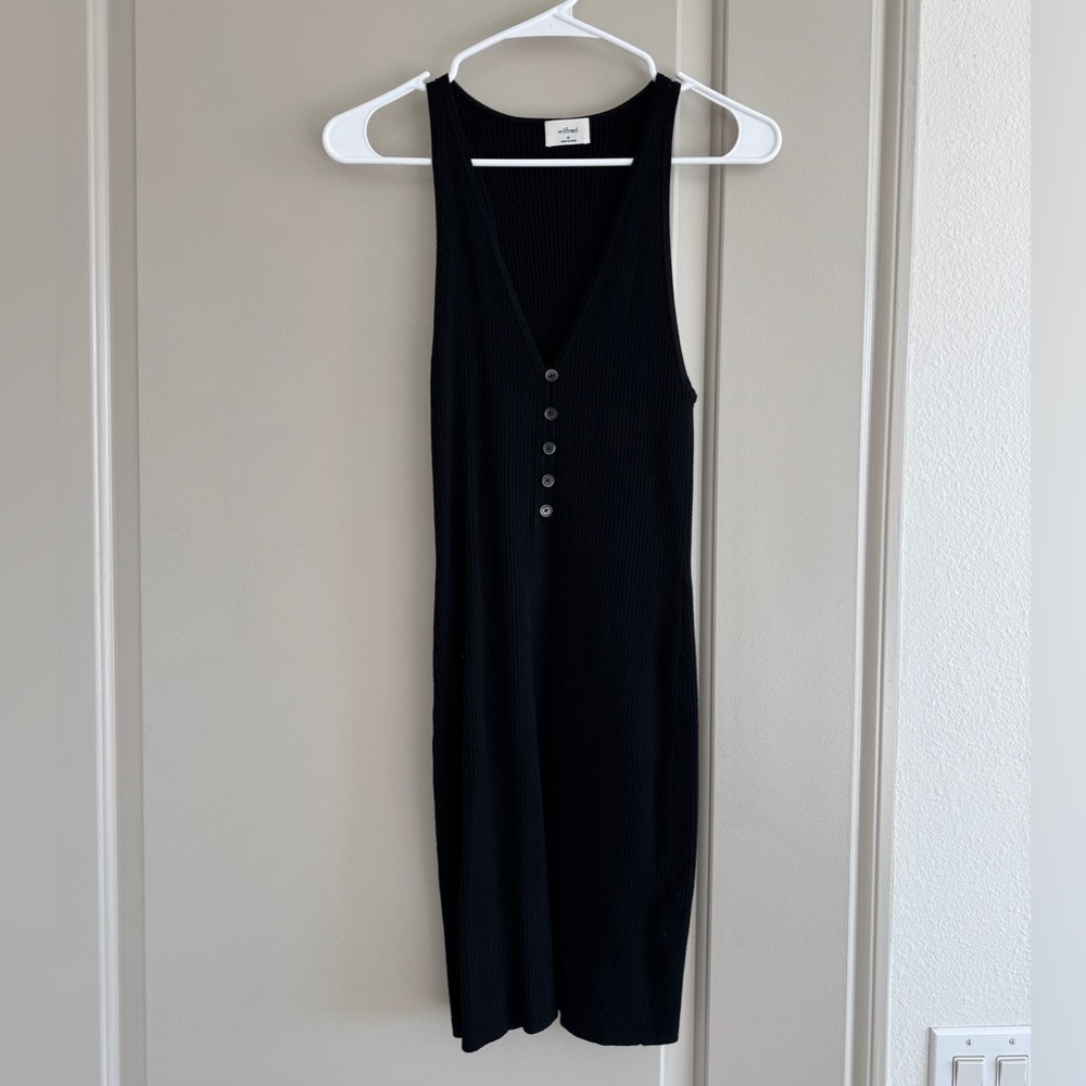 Wilfred black v-neck knit mini dress, size M